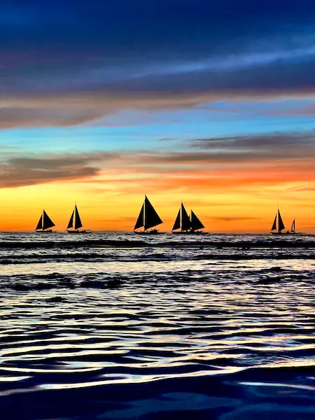 Amazing sunset at Boracay in the Philippines