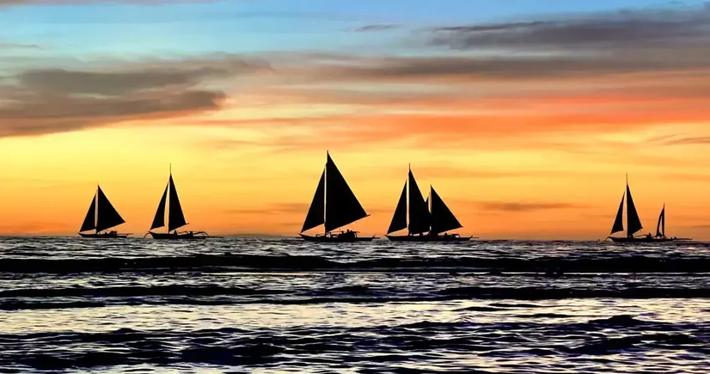 Amazing sunset at Boracay in the Philippines